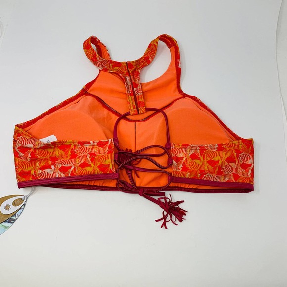 New prAna Womans Carmine Pink Safari Azra Bikini Top Sz Large Zebra Print NWT - Picture 7 of 9